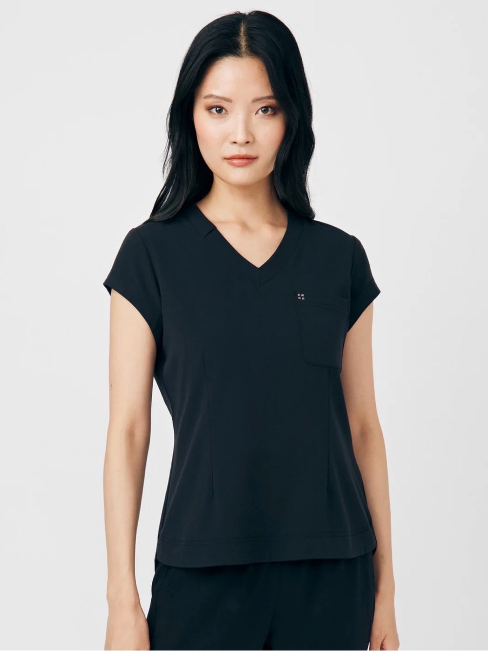 White Cross CRFT Black V-Neck Short Sleeve Scrub Top